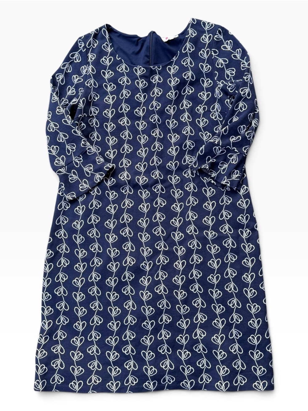 Boden Newlyn Jacquard Navy Dress with White Vine Print